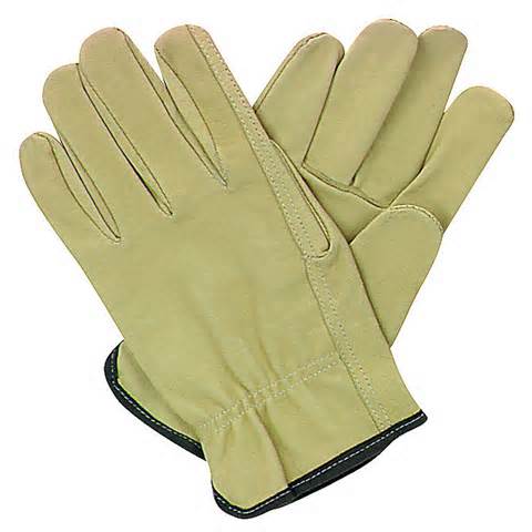 Pair of beige leather work gloves