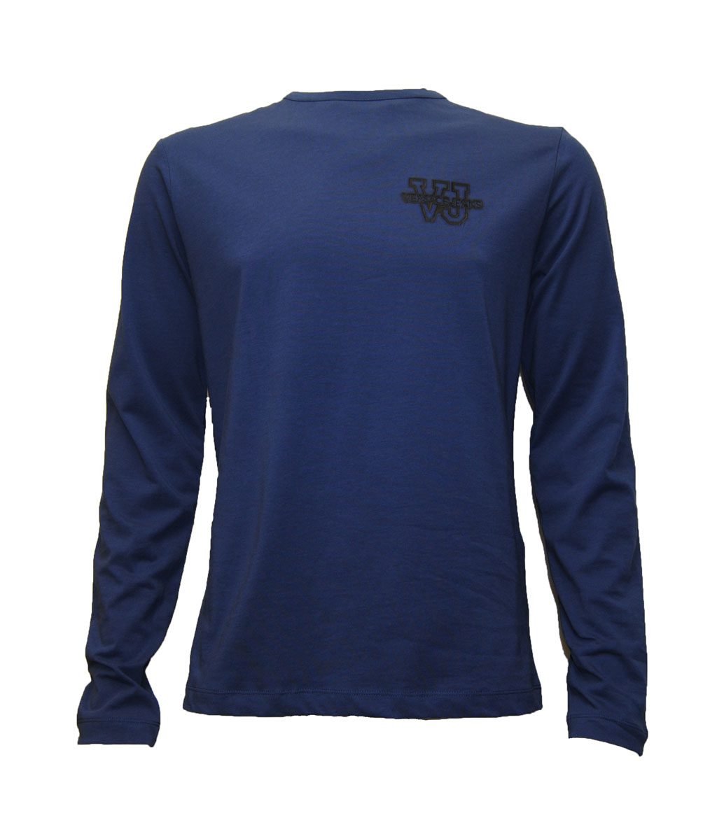 Plain navy long sleeved shirt laid flat